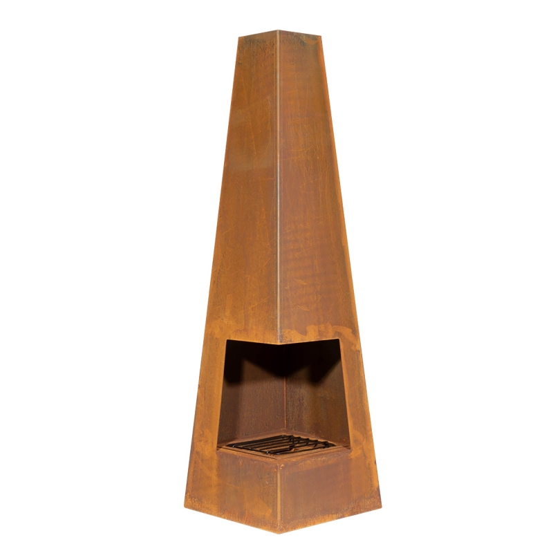 DELLONDA Dellonda Chiminea, Wood Burner, Heater for Outdoors W45cm x H150cm, Corten Steel