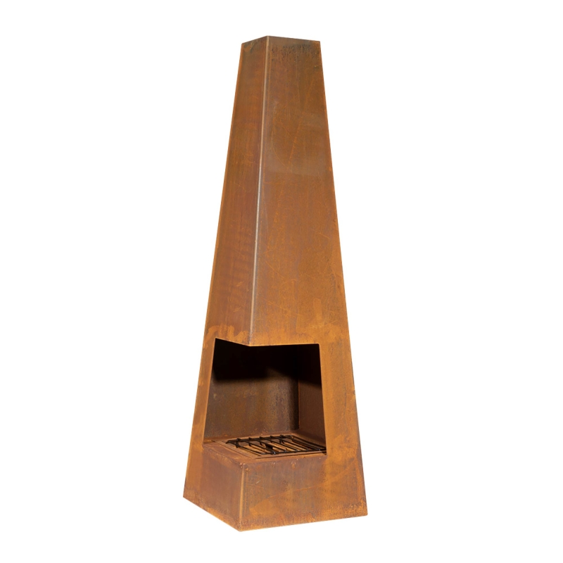 DELLONDA Dellonda Chiminea, Wood Burner, Heater for Outdoors W45cm x H150cm, Corten Steel