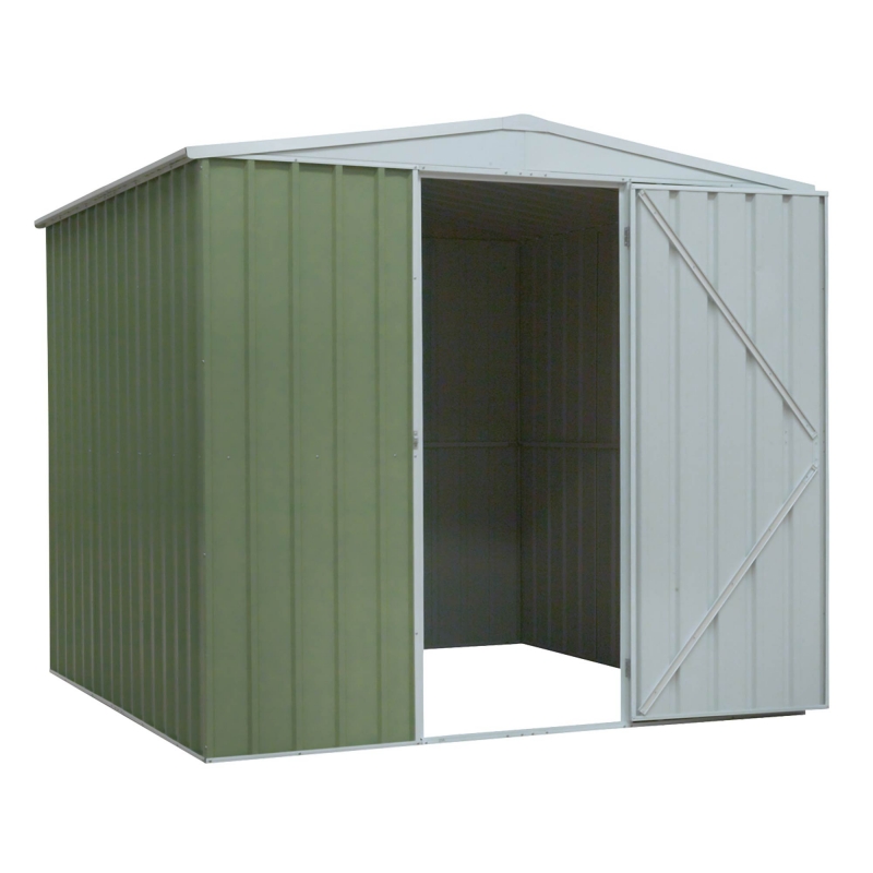 DELLONDA Dellonda Galvanised Steel Metal Garden/Outdoor/Storage Shed, 7.5FT x 7.5FT, Apex Style Roof - Green
