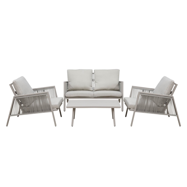 DELLONDA Dellonda Fusion Aluminium 4-Piece Outdoor Sofa, Arm Chairs & Coffee Table Set