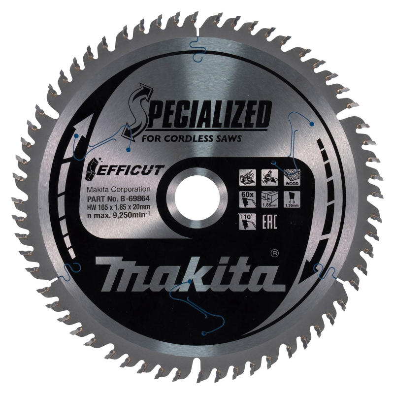 MAKITA MAKITA B-69864 165x20mm 60T Efficut TCT Saw Blade
