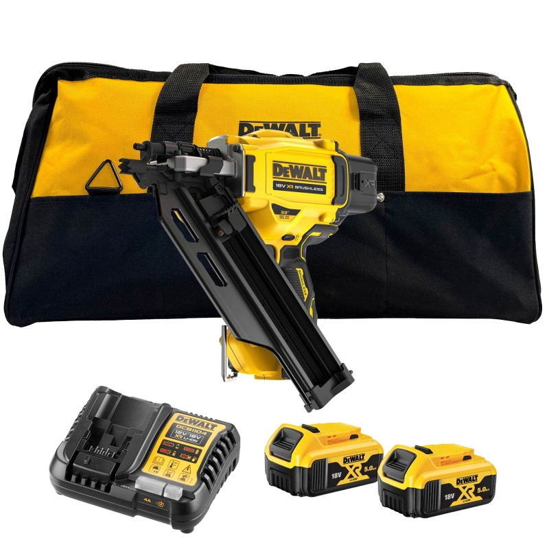 DEWALT DEWALT DCN930P2 18v Brushless 1st Fix Framing Nailer with 2x 5Ah Batteries