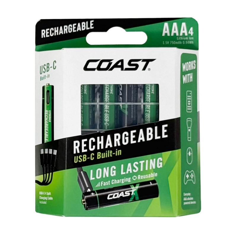 COAST COAST ZITHION-XAAA Rechargeable Battery AAA 4 Pack