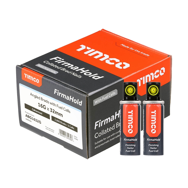 TIMCO TIMCO ABG1632G 32mm 16G Angled Brads (Qty 2000) Plus 2 Fuel Cells
