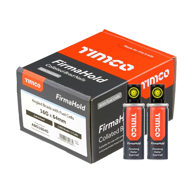 TIMCO TIMCO ABG1664G 64mm 16G Angled Brads (Qty 2000) Plus 2 Fuel Cells