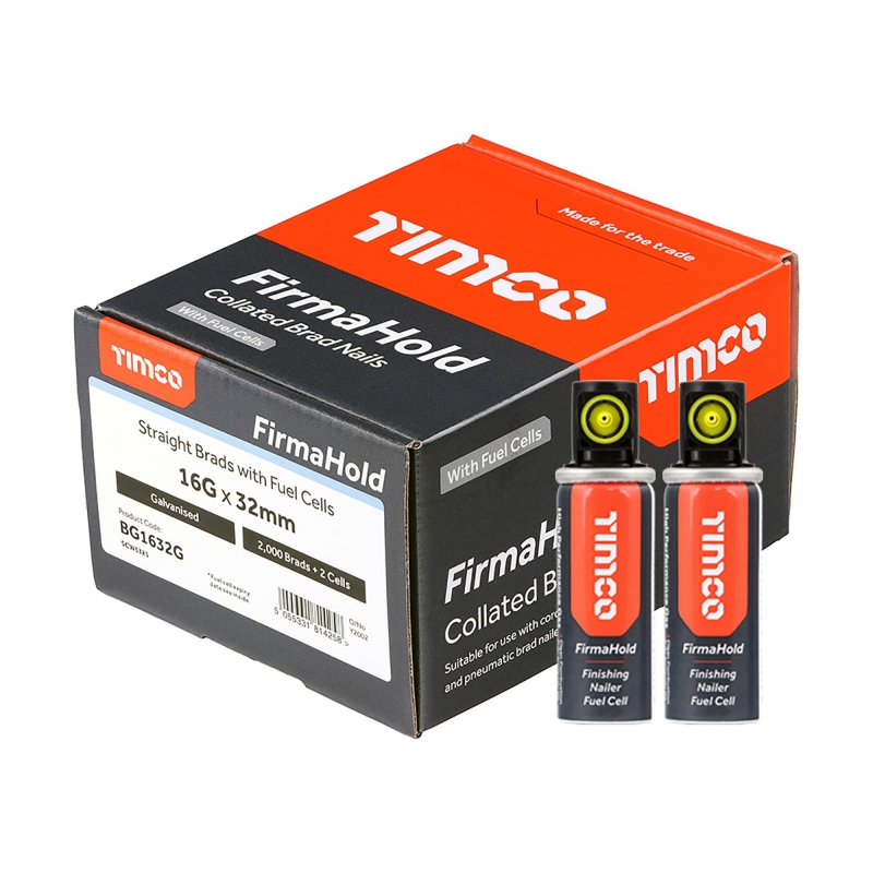 TIMCO TIMCO BG1632G 32mm 16G Straight Brads (Qty 2000) Plus 2 Fuel Cells
