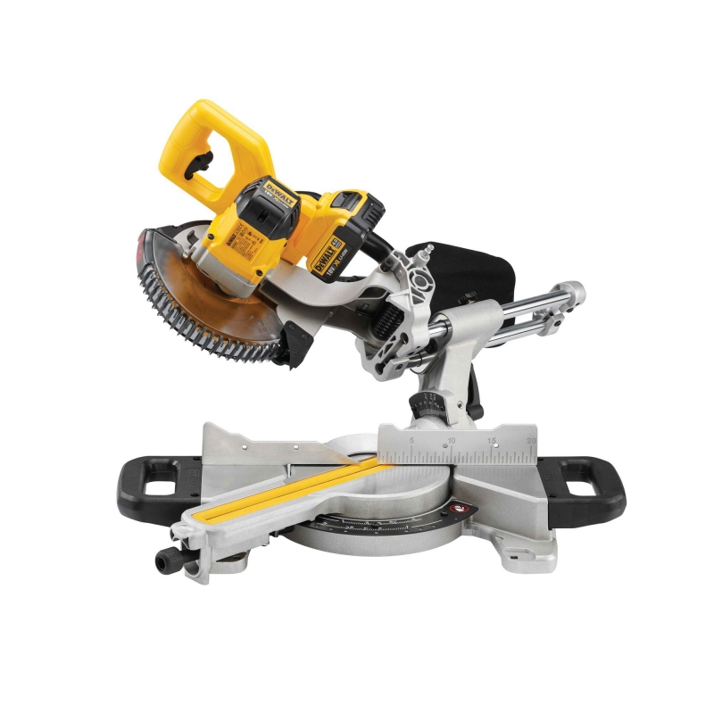 DEWALT DEWALT DCS365M2 18v Mitre Saw with 2x4ah Batteries, DE7035 Stand and DE7025 Brackets