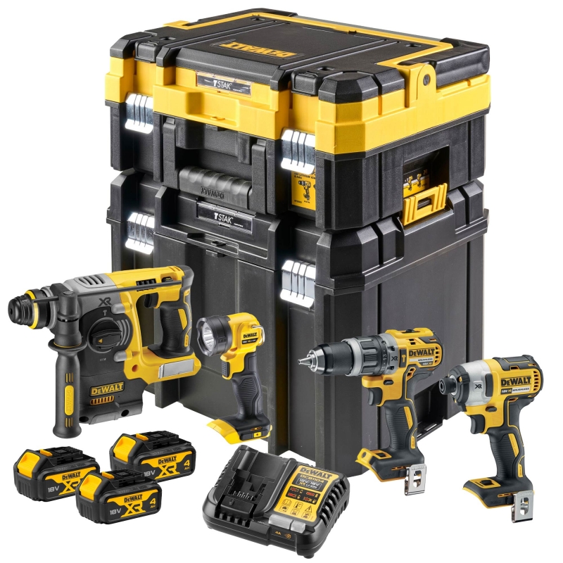DEWALT DEWALT DCK456M3T 18v 4 Piece Combo Kit with 3x4ah batteries and 2xTStak Cases