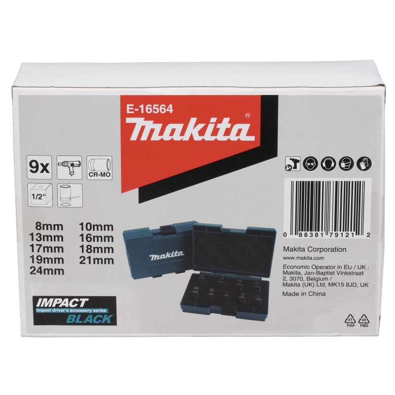 MAKITA MAKIA E-16564 9 Piece Impact Socket Set 1/2