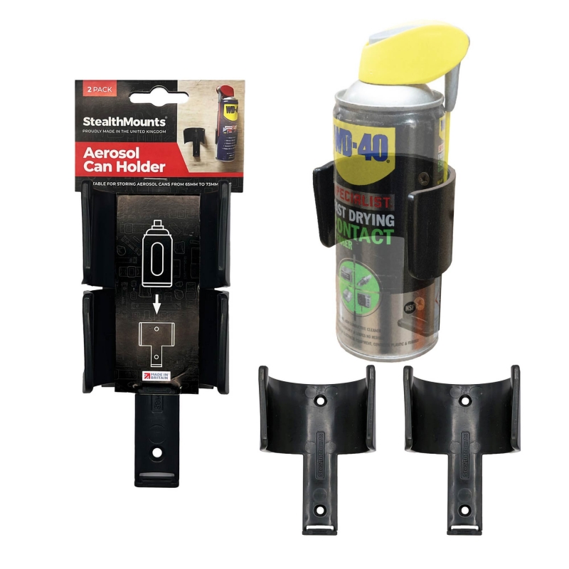 STEALTHMOUNTS STEALTHMOUNTS OM-CAN-BLK-2 Black Aerosol Can Holder 2 Pack