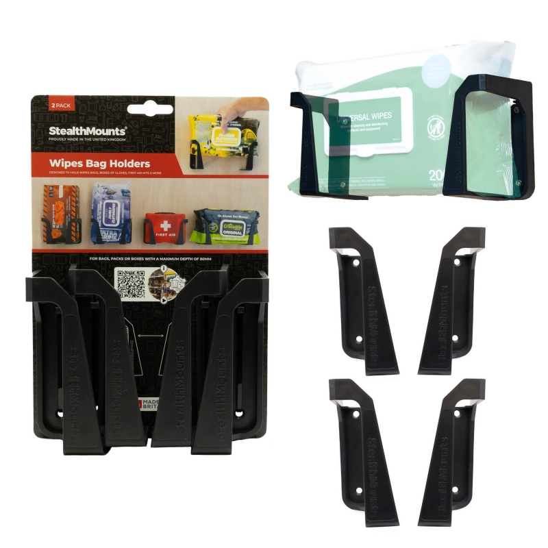 STEALTHMOUNTS STEALTHMOUNTS OM-WH-BLK-2 Black Wipe Holder Retail 2 Pack