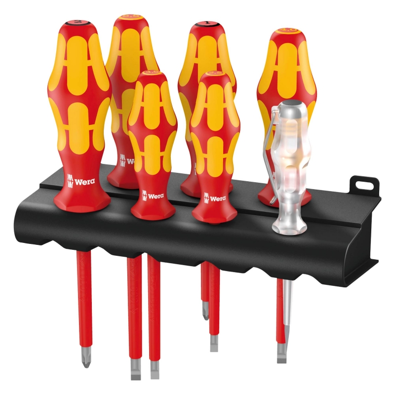 WERA WERA 160 i/165 i/7 Rack Screwdriver set Kraftform Plus Series 100, single-pole phase tester and rack