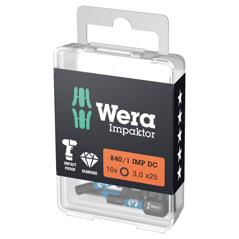 WERA WERA 840/1 IMP DC Hex-Plus 3x25mm Impaktor bits (10 Pack)
