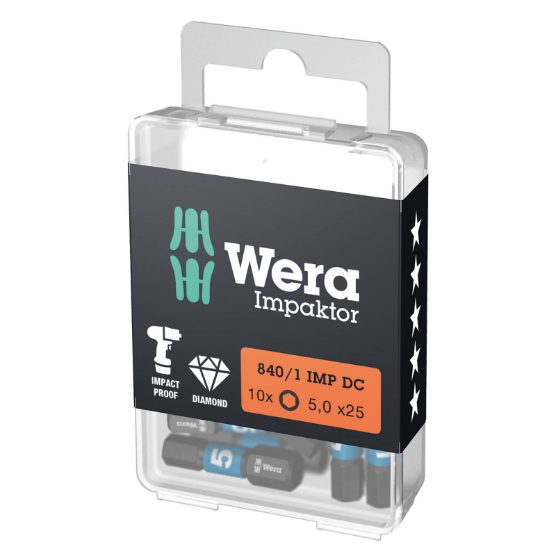 WERA WERA 840/1 IMP DC Hex-Plus 5x25mm  Impaktor bits (10 Pack)