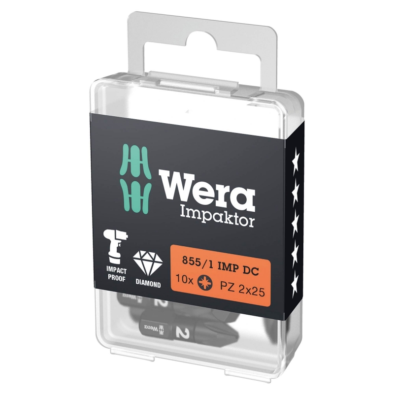 WERA WERA 855/1 IMP DC PZ2x25mm Impaktor bits (10 Pack)