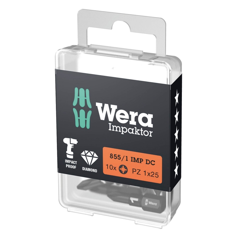 WERA WERA 855/1 IMP DC PZ1x25mm Impaktor bits (10 Pack)