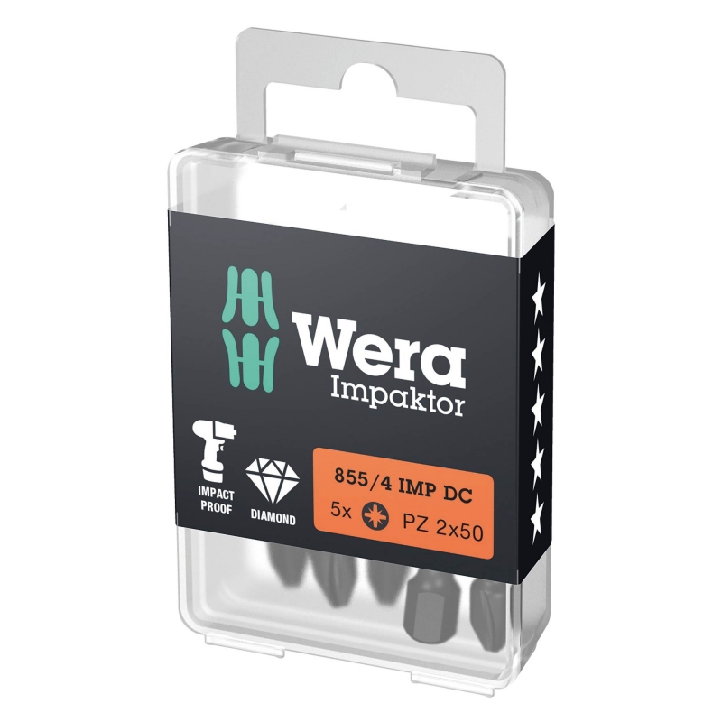 WERA WERA 855/4 IMP DC PZ2x50mm Impaktor bits (5 Pack)