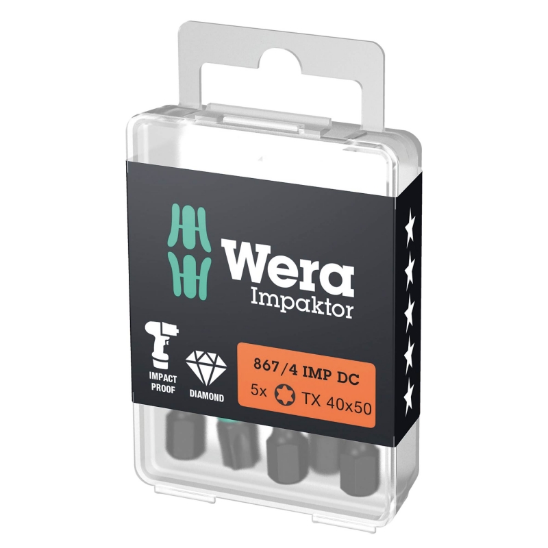 WERA WERA 867/4 IMP DC TORX® 40x50mm Impaktor bits (5 Pack)