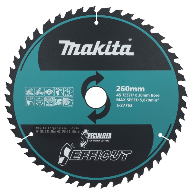 MAKITA MAKITA E-27763 260x30mm 45T Efficut Saw Blade