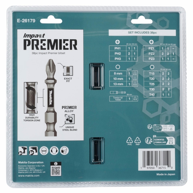 MAKITA MAKITA E-26179 Premier 38 Piece Torsion Bit Set