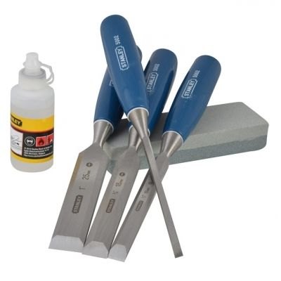 STANLEY STANLEY 0 16 130 4 Piece Chisel Set 6, 12, 18, 25mm in Case with oil and stone