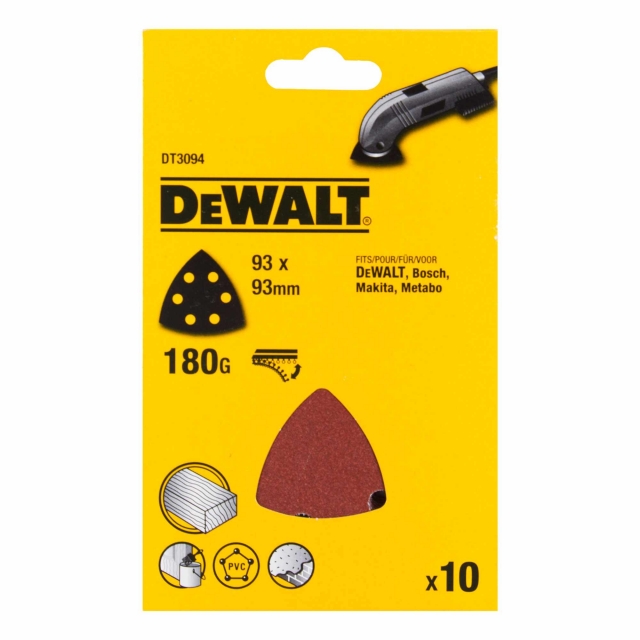 DEWALT DEWALT DT3094QZ 93x93mm 180G Sanding Sheet 10pk