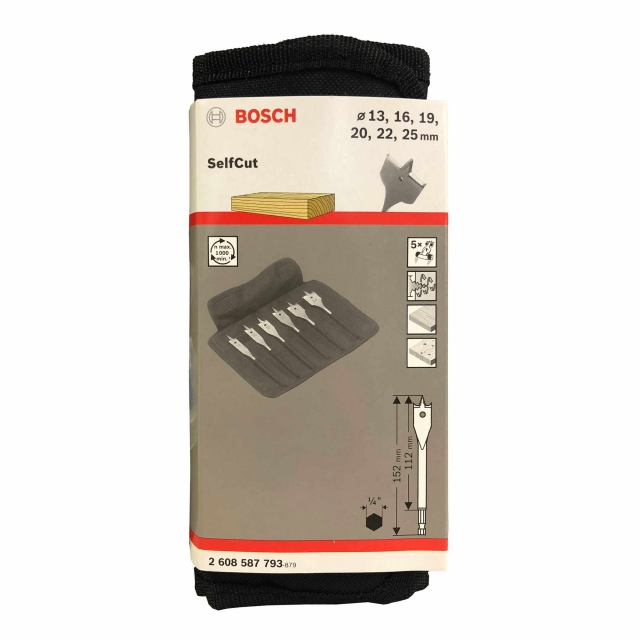 BOSCH BOSCH 2608587793 6 Piece Selfcut flat Wood Bit Wrap
