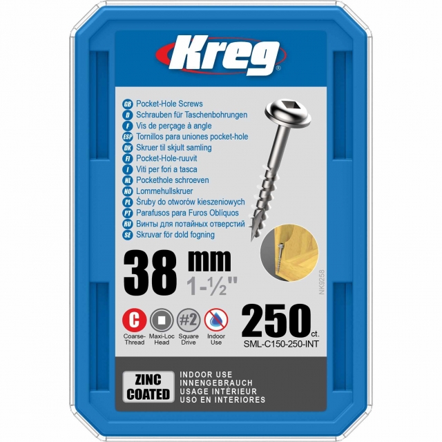 KREG KREG SML-C150-250-INT 38mm No.8 Coarse Washer Head Screws 250pk