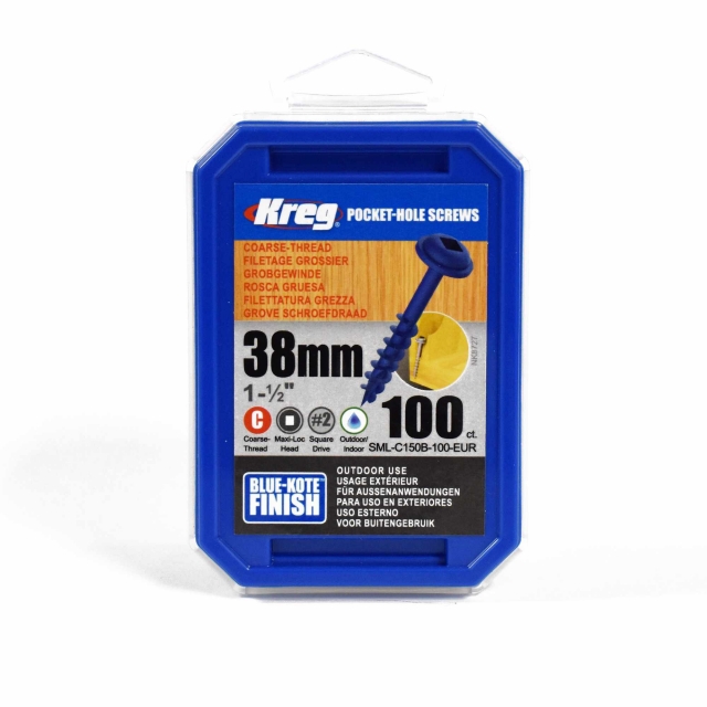 KREG KREG SML-C150B-100-INT 38mm BlueKote Washer Head Screws 100pk