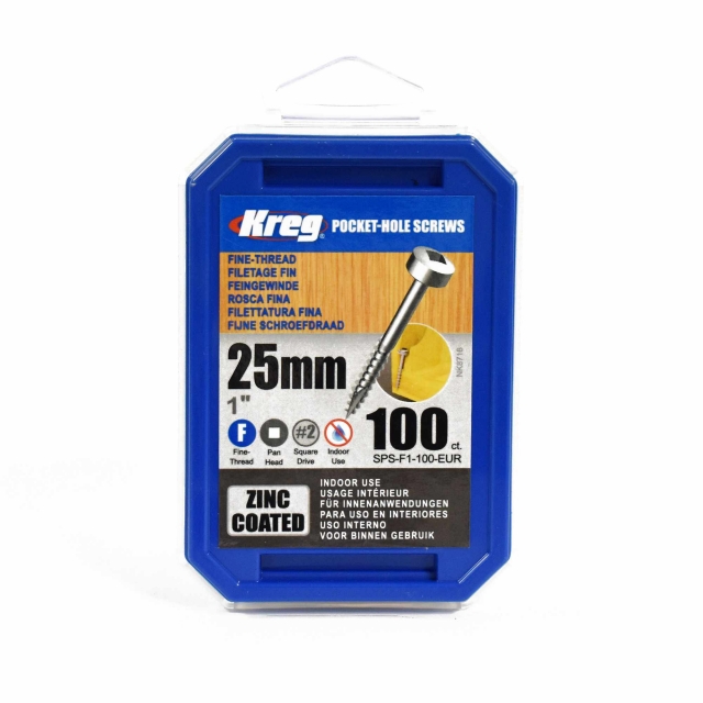 KREG KREG SPS-F1-100-INT 25mm Fine Pan Head Screws 100pk