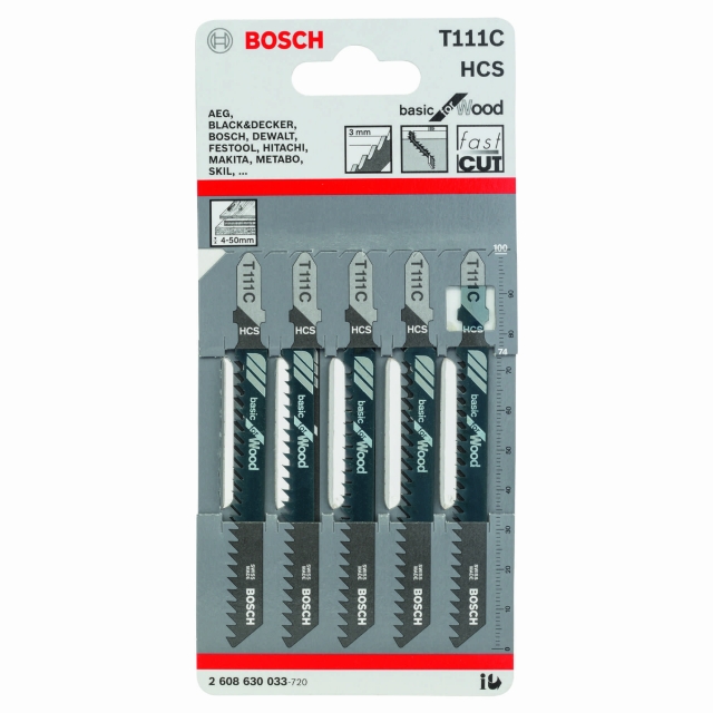 BOSCH BOSCH 2608630033 Jigsaw blade T 111 C Basic for Wood 5 pack