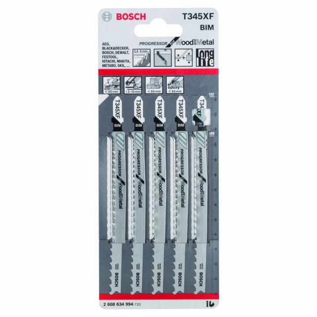 BOSCH BOSCH Jigsaw blade T 345 XF Progressor for Wood and Metal 5 pack