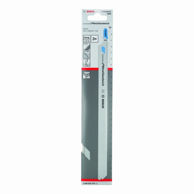BOSCH BOSCH 2608636793 Jigsaw blade T 1018 AFP Precision for Metal-Sandwich 3 pack